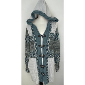 Free People Cotton/Wool Blend Hooded Boho Cardigan - Size L